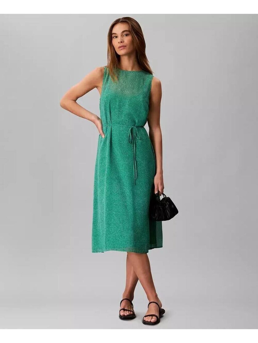Calvin Klein Womens Sleeveless Printed Chi Green Print L
